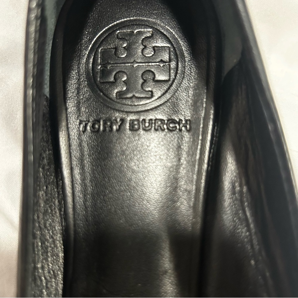 Tory Burch Black and Gold Leather Loafers - Picture 6 of 7